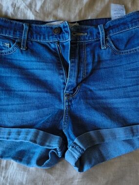 Hollister Bright Blue Rolled-Hem Denim Shorts